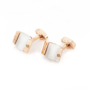 Fashion Men’s Accessory Cufflink Shirts Accessories Rose Gold Semi Precious Stone Inlay Cufflinks