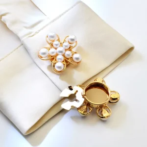 Fashion Metal Alloy Rhinestone Pearl Shank Button Covers for Wedding or Party Shirt Cufflinks