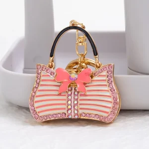 Fashion Metal Car Key Ring Pendant Creative Small Gift Ladies Leather Bag Key Chain Rhinestone Key Chain