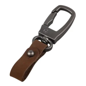 Fashion Metal Cowhide Man Pu Leather Keychain Ins Style Motorcycle Car Accessory Keyring Personality Key Chain Ring Gift