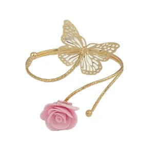 Fashion Metal Heart Flower Cuff Bracelets Women Punk Gold Color Crystal Rhinestone Geometric Open Adjustable