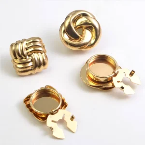 Fashion Metal Shaped Clip Button for Shirt Decorative Cover Cufflinks Button Flower Clip Button LSCB015