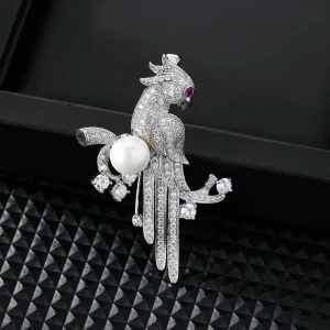 Fashion Micro-inset Zircon Parrot Brooch Animal Corsage Temperament Individual Pin Clothing Accessories