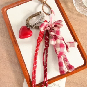 Fashion Mini Bag Pendant Charm Heart Keychain Clasp Handbag Accessories Macrame Rope Tassel Keychain Women Girl Purse Decoration