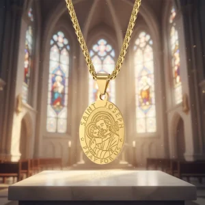 Fashion Minimalist European American Stainless Steel Saint Joseph Pendant Necklace Accessories