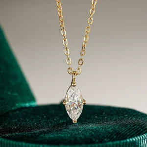 Fashion Minimalist Jewelry 18k Gold Plated S925 Sterling Silver Shiny VVS 1ct Moissanite Diamond Rhombus Pendant Necklaces