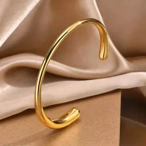 Fashion Minimalist Open Stainless Steel Bangle Elegant Niche Design Versatile Women Bracelet Trendy Cross-border Jewelry