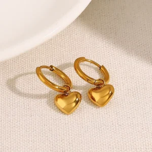Fashion Minimalist Peach Heart Drop Earrings Non Tarnish Stainless Steel Gold plated Earring for Women Party Jewelry