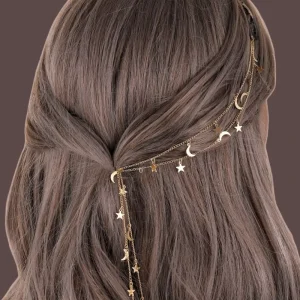 Fashion Moon Star Braided Hair Chain Hair Accessories Invisible Hairpins For Women Hair Tie Headpiece