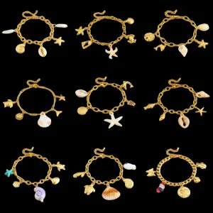 Fashion Multi Element Marine Life Shell Pendant Accessories Gold Plated Stainless Steel Women’s Charm Crab Conch