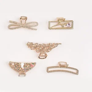 Fashion Multiple Sizes Shape Rhinestone Flat 10CM Metal Korean Hair Clips for Women Hair Holder Accessories