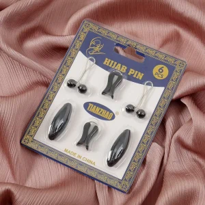 Fashion Muslim Women Headscarf 6 Pieces Hijab Pin Set Ladies Small Brooch Hijab Pins Accessories