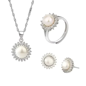 Fashion Natural Freshwater Pearl 925 Silver Necklace Jewelry Sets High End Women Jewelry Set