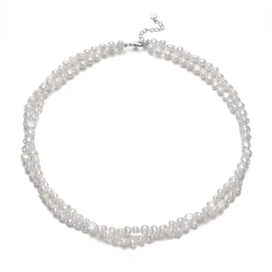 Fashion Natural Freshwater Pearl Necklace Women 5mm AA Flat Baroque Pearl Choker Necklace