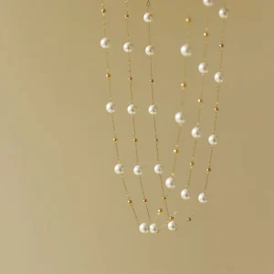 Fashion Natural Pearl Necklace for Women Gold Plated Stainless Steel Chain Necklace Ladies Girls Jewelry Accessories