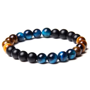 Fashion Natural Stone Jewelry 8mm Colorful Tiger Eye Matte Onyx Beads Combination Bracelets