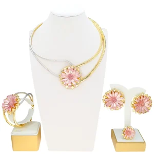Fashion Necklace Earrings Bracelet Gold Plated Copper Alloy Jewelry Sets for Women