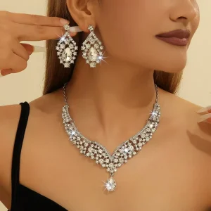 Fashion Necklace Earrings Bracelet Jewelry Female Wedding Banquet Dress All-match Jewelry Set