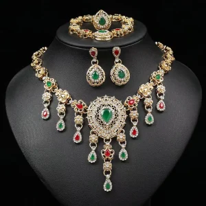 Fashion Necklace Earrings Bracelet Ring Set Four Pieces Jewelry Set Wedding Banquet Evening Party Accessories