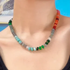 Fashion Necklace Jewelry French Style Natural Stone Colored Wheel Beads Beaded Necklace for Women Summer Vacation Jewelry