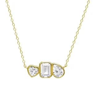 Fashion Necklace Jewelry Waterproof Stain Resistant Three Shapes Diamond Pendant Ladies Necklace