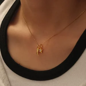 Fashion Necklace Stainless Steel Boots and Star Zircon Necklace Stainless Steel 18k Gold Western Cowgirl Boots Star Necklace