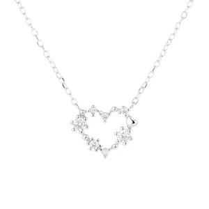 Fashion Necklace for Women Heart Shaped Zircon 925 Sliver Necklace Pendant Temperament Birthday Party Jewelry