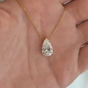 Fashion Necklaces CVD IGI Certificate Pear Cut 2.5 Carats Lab Grown Diamond 925 Sterling Silver Necklace 10K 18K Gold Necklace