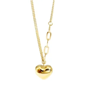 Fashion Necklaces Trendy New Design Custom Silver Steel 18K Gold Plated Heart Pendant Link Chain Necklace for Women Wedding