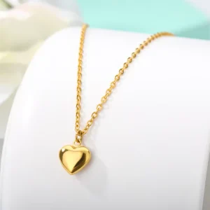 Fashion Necklaces Women Stainless Steel Love Heart Pendant Necklaces Virgin Girls Jewelry Rose Gold Color Chain Necklace