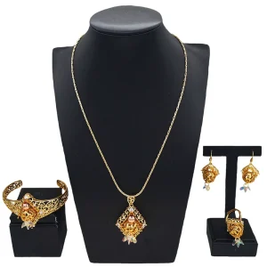 Fashion New 24K Gold Plated Necklace Set Nigerian Ladies Wedding Accessories Simple Senior Heavy Industry DailyDH23084