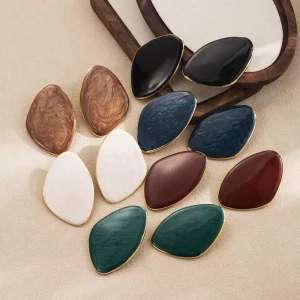 Fashion New Arrival Jewelry Exaggerate Women’s Pebble Shape Irregular Resin Earrings Colorful Geometry Oil Drip Drop Earrings