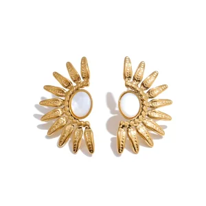 Fashion New Arrival Shell Stud Earrings Waterproof 18K Gold Plated Stainless Steel Stud Earrings for Women Jewelry