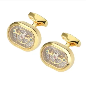 Fashion New Arrival Watch Gear Mens Cufflinks Mechanical Watches Cuff Links Brass Zircon Cufflinks
