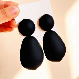 Fashion New Colorful Spray Paint Geometric Chunky Drop Earrings Exaggerated Red Metal Simple Water Drop Earrings Jewelry