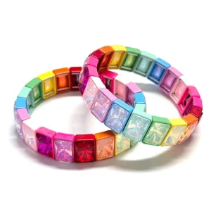 Fashion New Crystal Rhinestone Elastic Bracelet Colorful Candy Color Bangle for Girls Friendship Summer Beach Holiday Jewelry