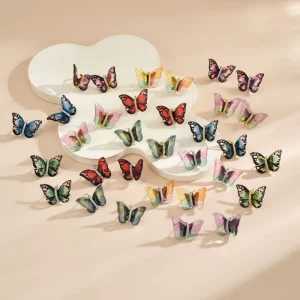 Fashion New Glittering Resin Iridescent Butterfly Zircon Simple Trendy Stud Earrings for Women
