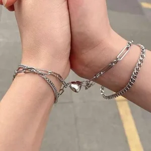 Fashion New Magnetic Bracelet Fashionable and Versatile Two Pack Love Attractive Couple Bracelet