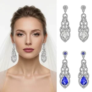 Fashion New Model Silver Earring Crystal Drop Designs Earrings for Women