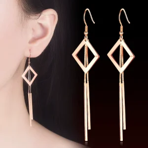 Fashion New Women’s Temperament Wild Tassel Long Geometric Earrings Simple Party Wedding Jewelry Accessories