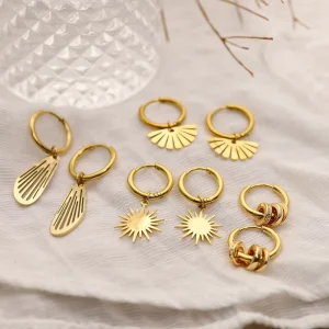 Fashion Non Tarnish Gold Plated Stainless Steel Minimalist Geometric Star Drop Earrings for Women Party Jewelry Gifts
