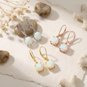 Fashion Opal Dangle Earrings Lever Back Multi Colors 316L Stainless Steel Earring for Women