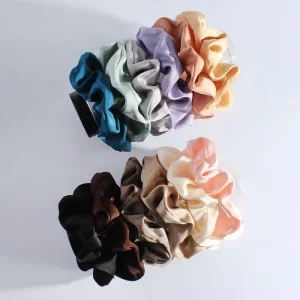 Fashion Oversized Satin Women Scrunchies Hair Ties Elastic Hair Bands Big Large Hair Scrunchies