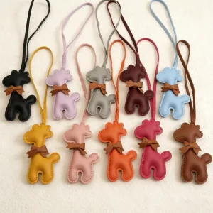 Fashion PU Leather Bag Ornament Cute Charms Keychain Elegant Deer Shape Bag Charm Handbag Backpack Decoration Pendant