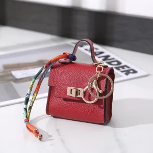 Fashion PU Leather Durable Mini House Bag Pendant Headphones Lipstick Car Keychain Ladies Gift