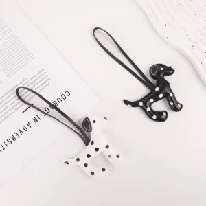 Fashion PU Leather Polka Dot Dog Bag Charm Simple Design Decorative Pendant for Daily Handbag Luggage Use