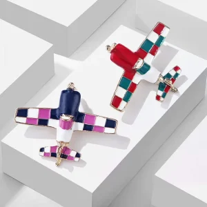 Fashion Painted Airplane Brooches for Weddings Gifts Parties Stylish Suit Accessories