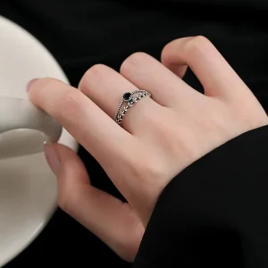 Fashion Party Jewelry CZ Rings New Trendy Flower Pattern Two Layers Zircon Band Adjustable Hollow Design Ring for Women Girl