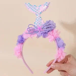 Fashion Pastel Flower Mermaid Headband with Bling Sequin Fishtails