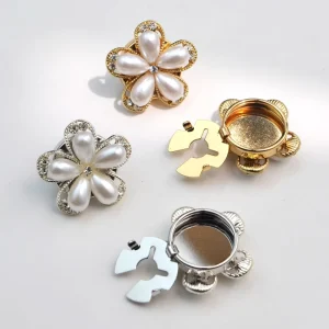 Fashion Pearl Alloy Diy Jewelry Button Cover Clips Decorative Button for Wedding or Party Shirt Cufflinks
